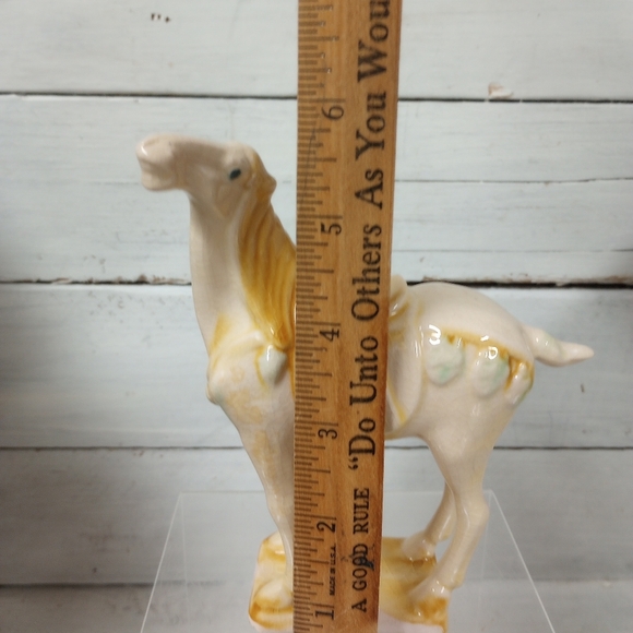 Vintage Chinese Tang Dynasty Style Sancai Crackle Glazed Pottery War Horse Figur - Picture 7 of 8